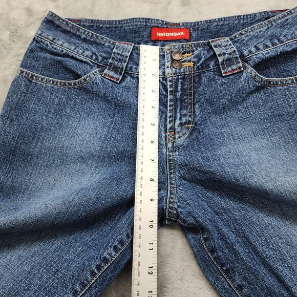 Vintage 90s Unionbay Jeans Womens 13 Juniors Crop Double Button Two-Tone Hem - Picture 8 of 11